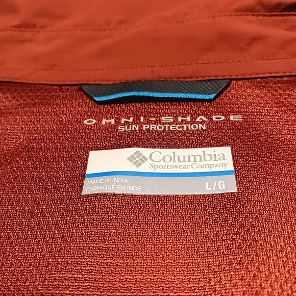 🧡COLUMBIA MEN'S SIZE LARGE 100% NYLON SHELL FRONT BUTTON COLLAR SHIRT. - Picture 2 of 9